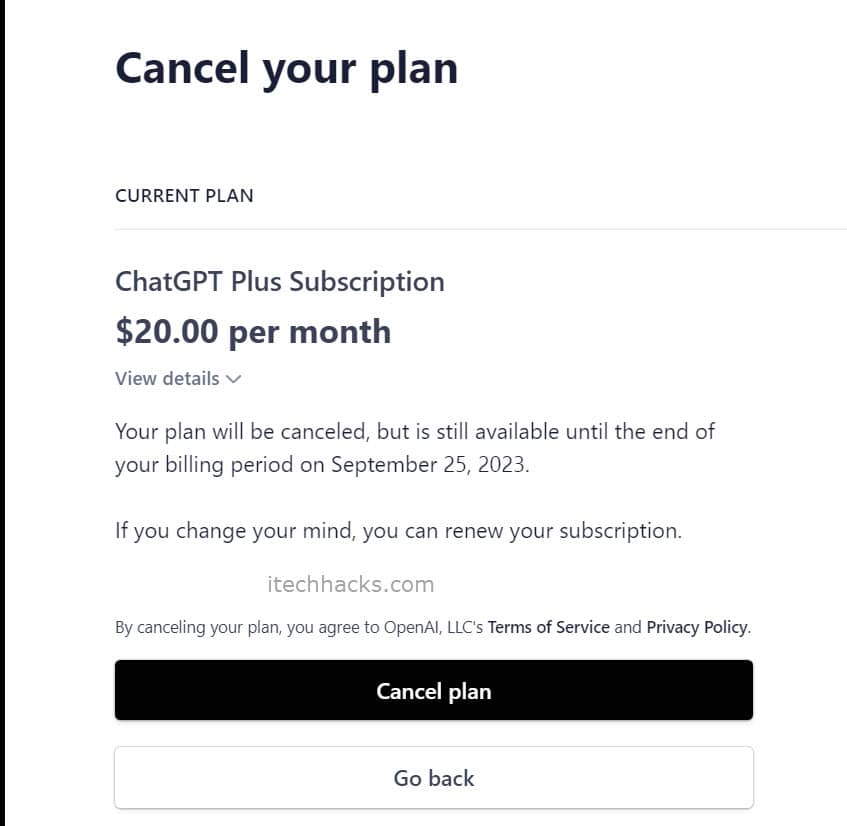 Cancel ChatGPT Plan