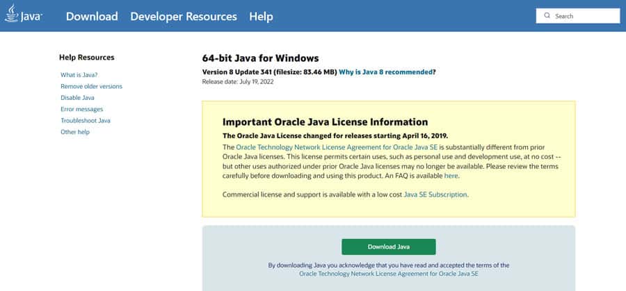 Update Java Environment