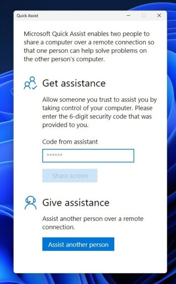 Get Help in Windows Using Quick Assist