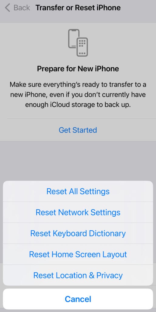 Reset Network Settings