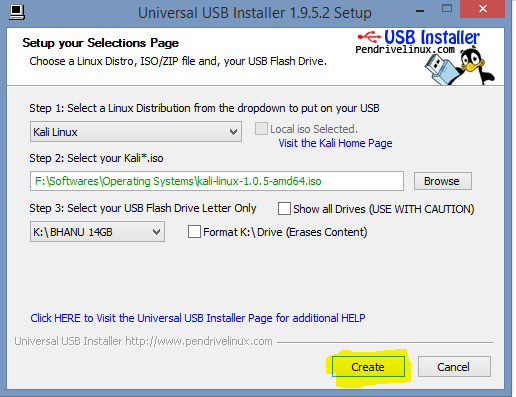 create bootable kali linux live usb