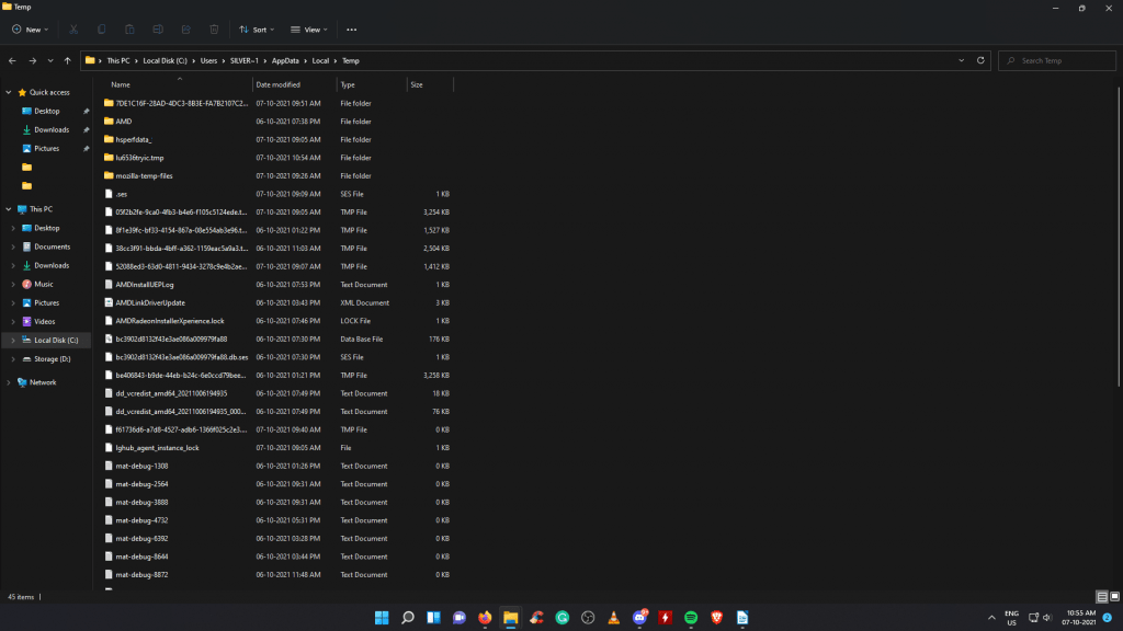 Clear Temporary Files in Windows 11