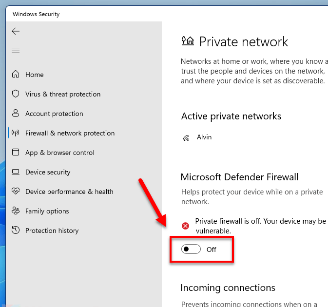 Disable Firewall