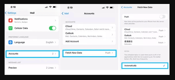Turn on Fetch in Your Phone's Settings