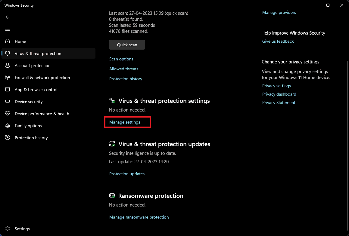manage settings 