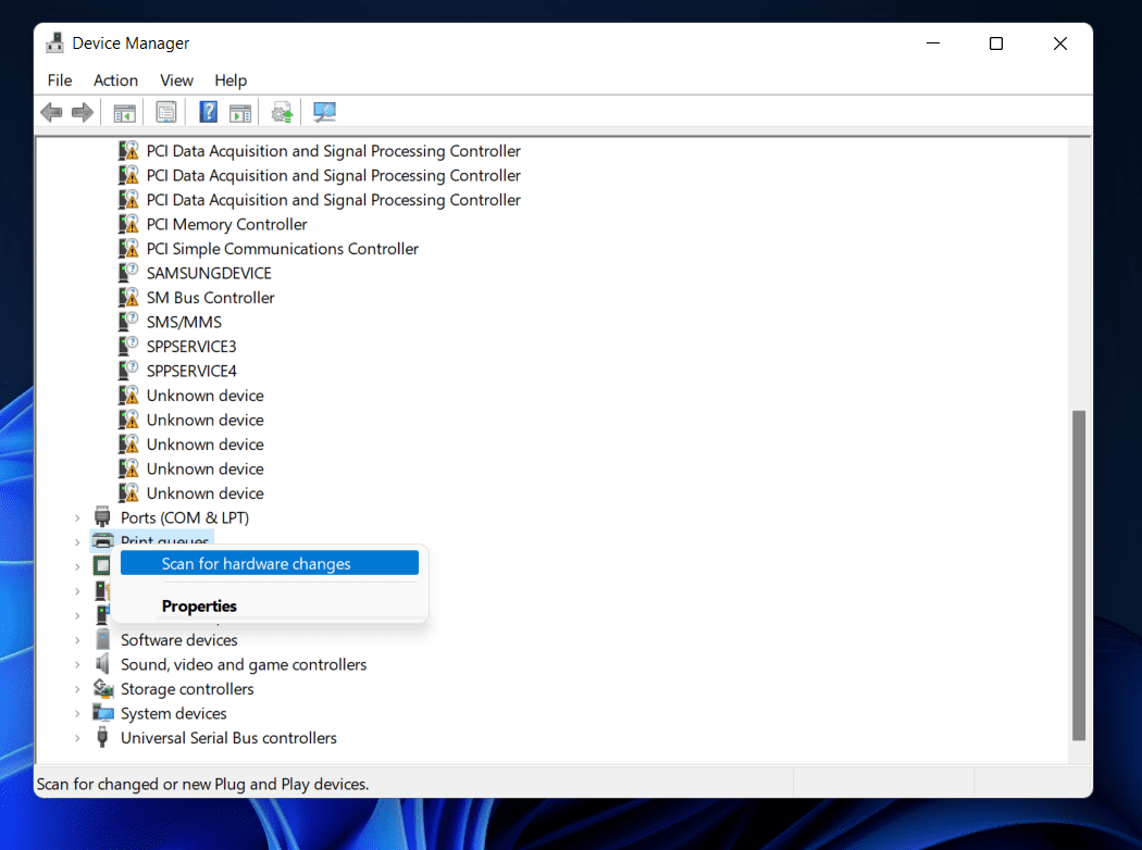 Scan For Hardware Changes