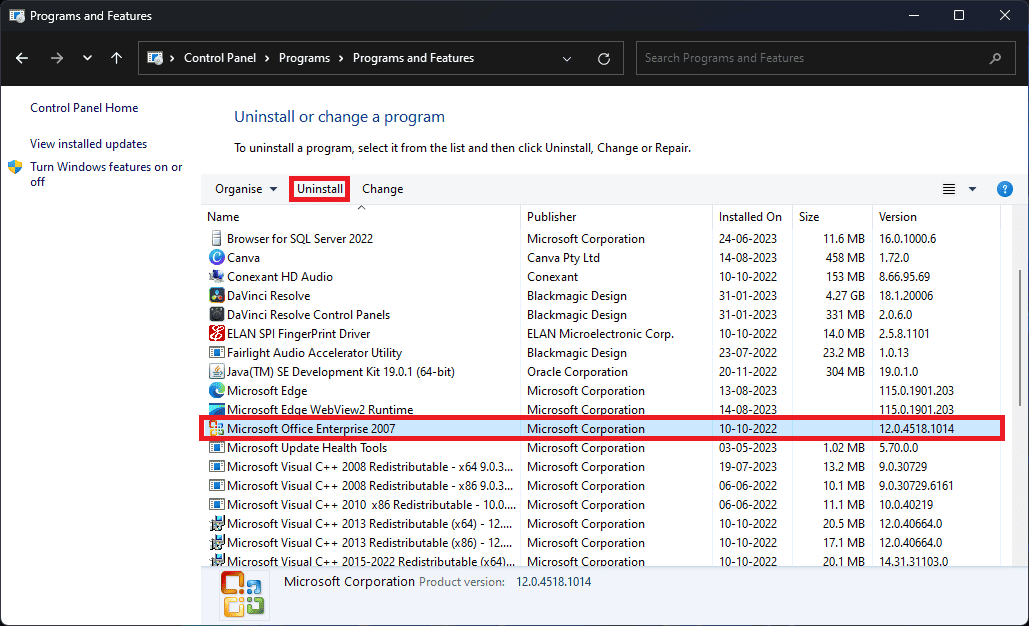 Uninstall Office