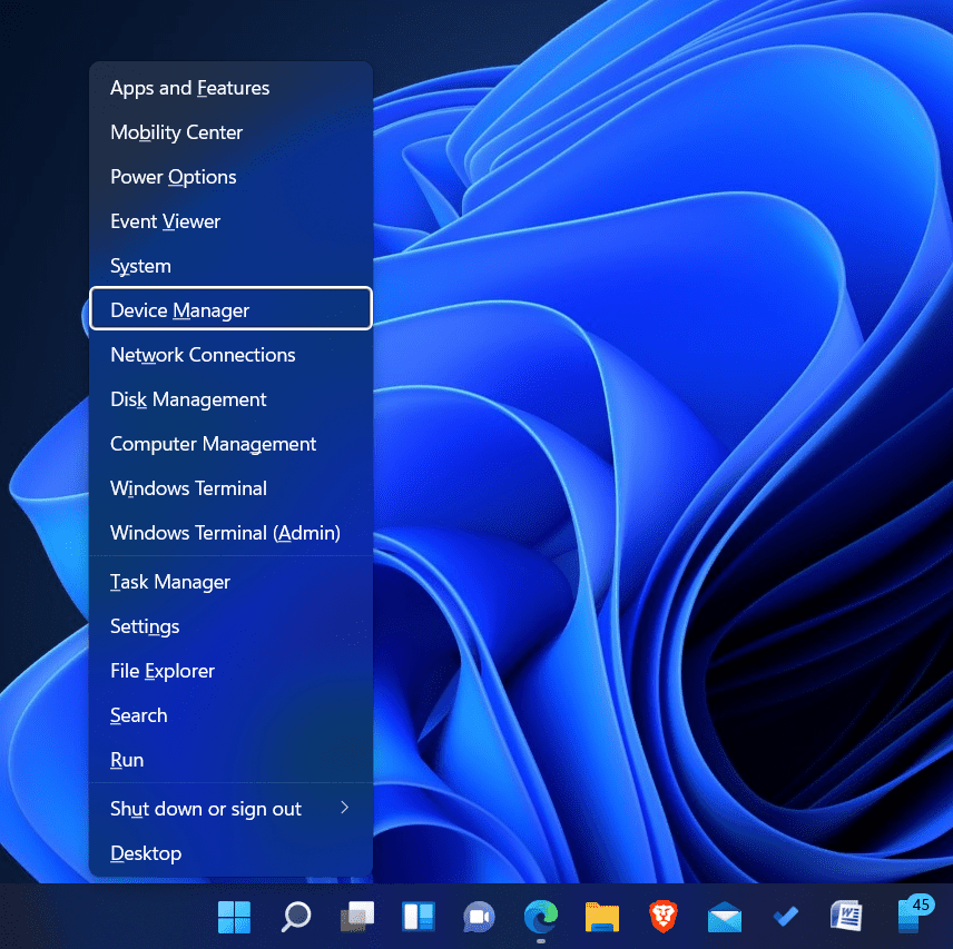 Windows + X